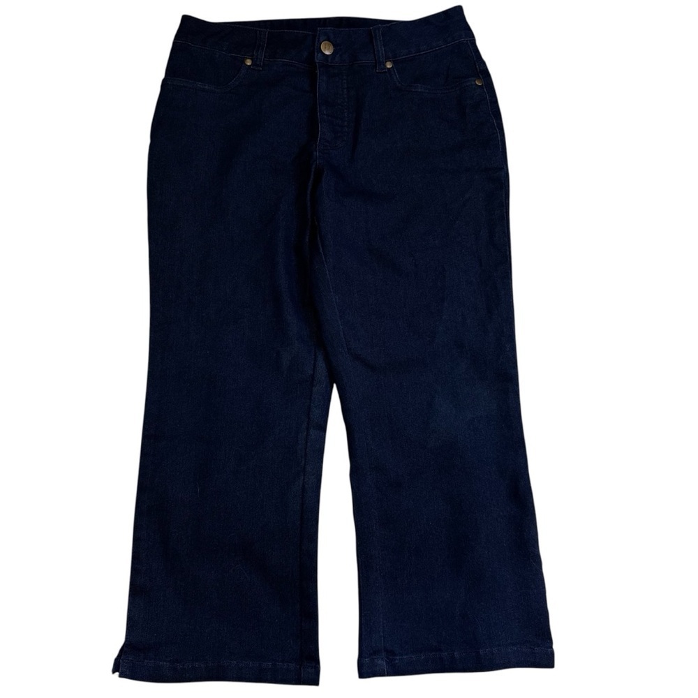 Women with Control Size 4 Dark Blue Capri Pants Jeans Slits at bottom Stretch